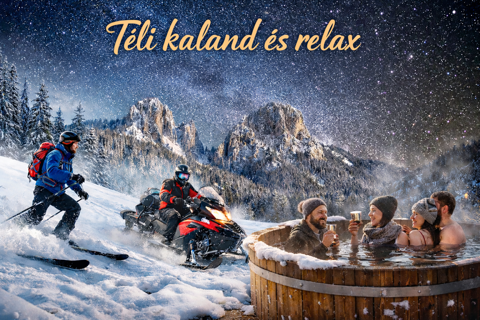 ❄️ Kaland és relax – síelés, dézsafürdő és csillagtúrák a Sóvidéken